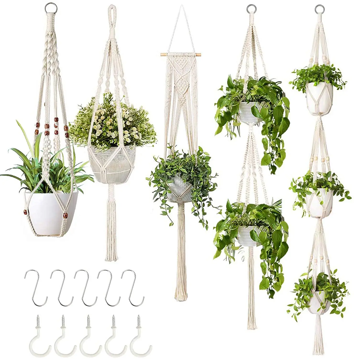 Ceramic Hanging Planter for Indoor Outdoor Boho Flower Hanging Plant pot Holder 