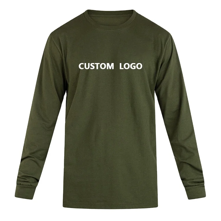 Custom logo Mens blank plain long sleeve T-shirt 100% cotton suitable Crew neck Long Sleeve Tee shirt for manufacturer