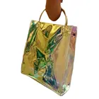 Handles Bag Metal Handles Carried Holographic Purse With Iridescent PVC Jelly Tote Beach Bag