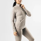 Zipper Custom Gym Clothing Women Bodybuilding Zip Front Hoodies With Sides Zipper Pockets Wholesale Sweatshirts