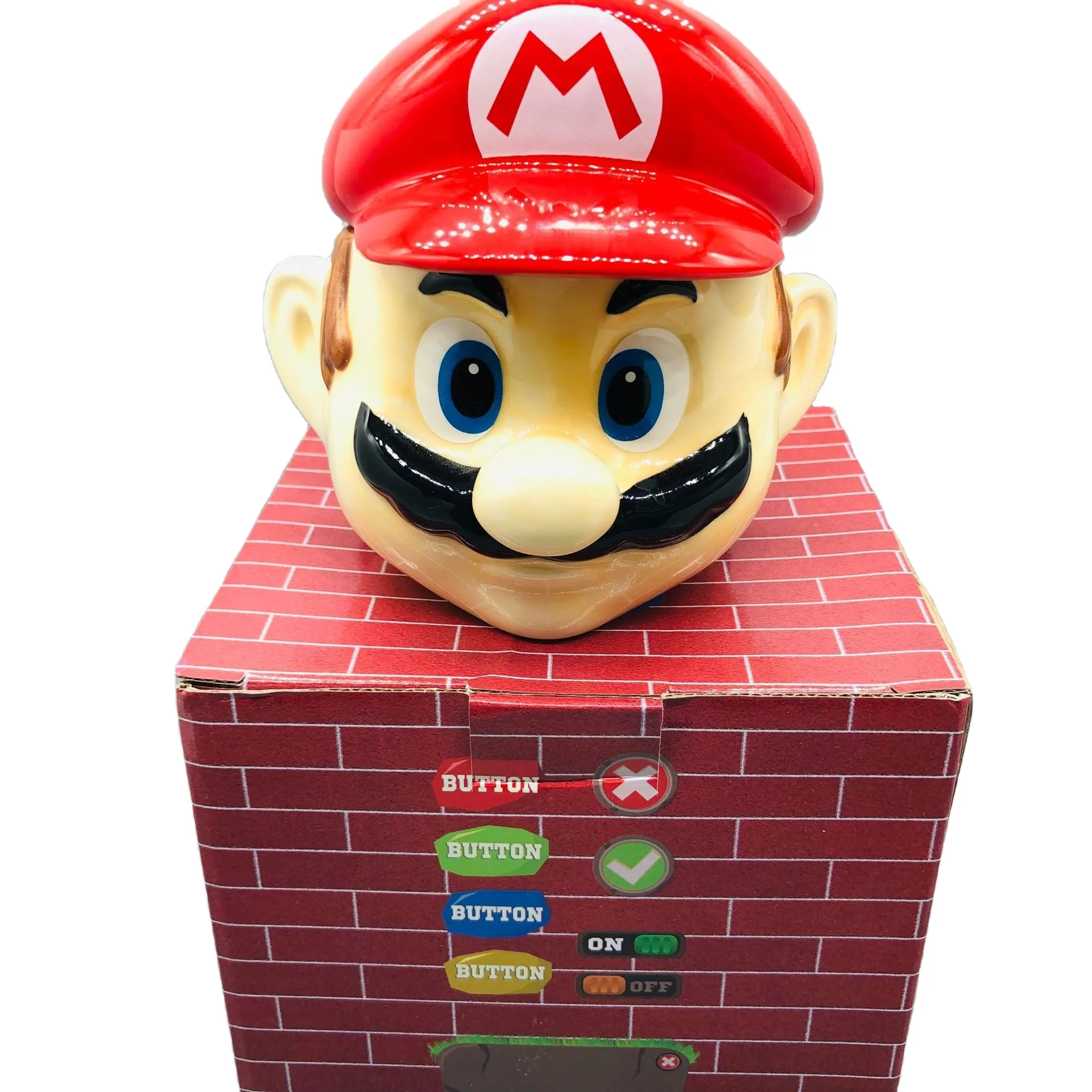 (Wholesale) Hot selling anime cartoon ceramic Mario coffee mug with lid for gift