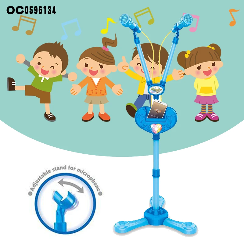 Multifunctional blue kids karaoke electronics dual microphone toys for boys singing