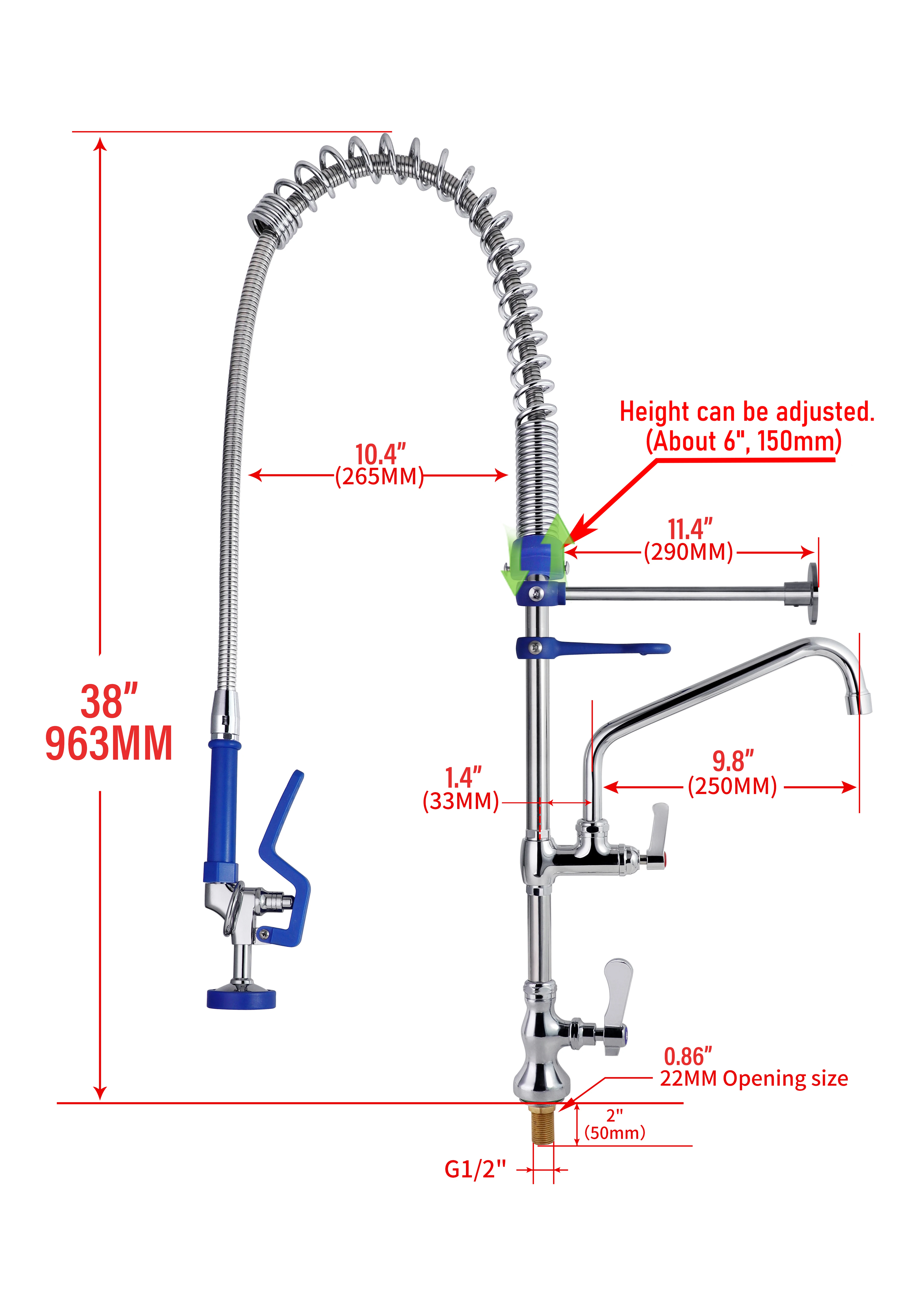 Short Type Dual Handle Commercial Tap Cheap Industrial Pre-Rinse Deck Mounted Faucet for Kitchen Use in Hotels Restaurants manufacture