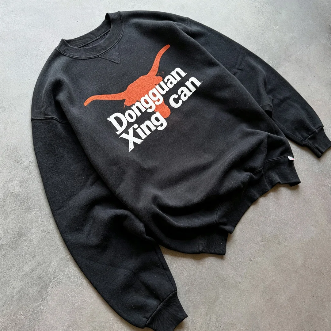 product vintage washed heavyweight crewneck distressed screen print drop shoulder premium cotton men sweatshirt odm private label-6