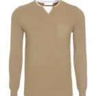 Pullover Jersey Pullover Knitted Pullover Viscose V Neck Constrast Fabric Decoration In Jersey Fabric On Neck