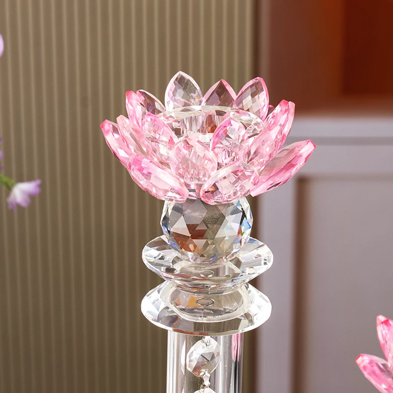 product small bridge glass high long handle three arm flower shaped candle holder wedding center home decoration candle holder-9