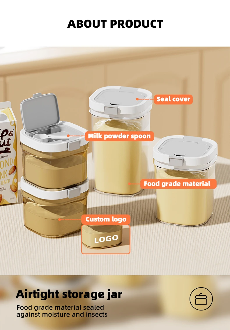 Wannuo Food Grade Material Milk Powder Cans Moisture-proof Airtight Milk Powder Can with Sealing Ring and Spoon details