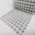 Wedding Cake Wholesale 10 Row Silver Plastic Flower Transfer Mesh Rhinestone Trimming DIY Home Wedding Cake Wrap Roll