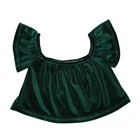 Girls Top Cute Summer Soild Color Velvet Kids Ruffles Short Sleeve Toddler Girls Clothes Knit Crop Top Tshirt