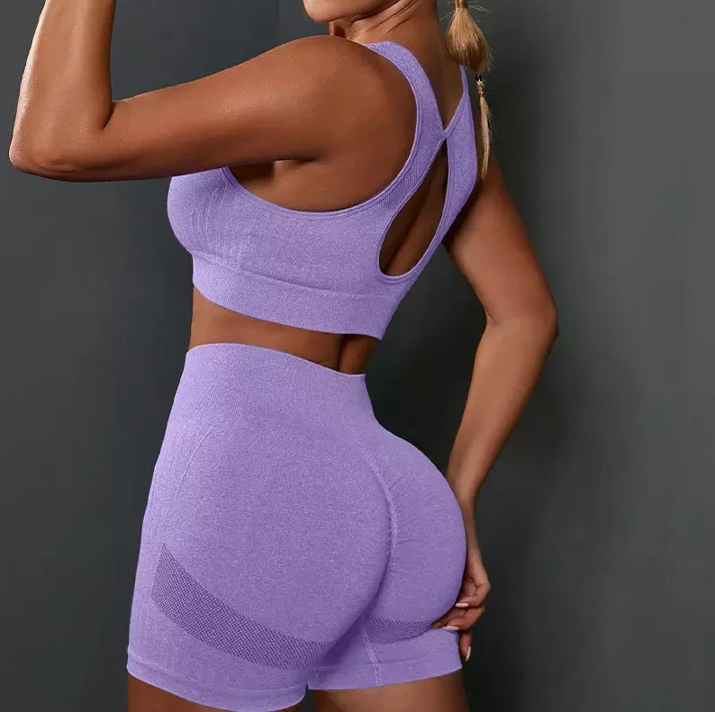 New Tight-fitting Sports Shorts Gym Womens Fitness Clothing Slim Fit Sexy Sports Bra Yoga Wear Set