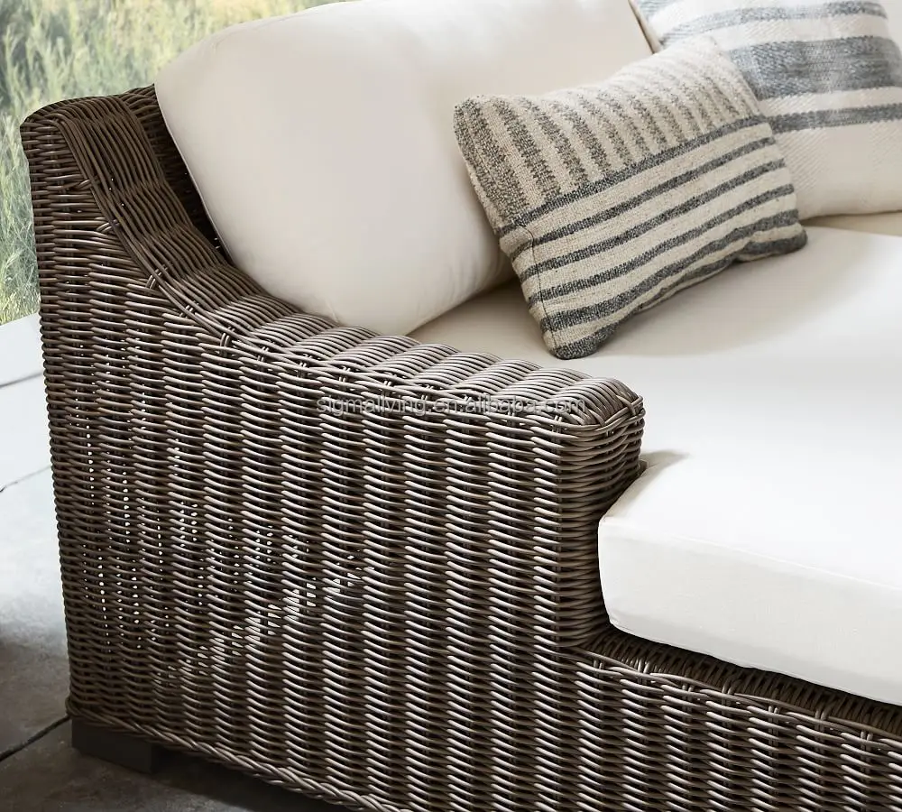 rattan outdoor furniture 5-Piece double chaise sectional outdoor sofa set wicker sofa