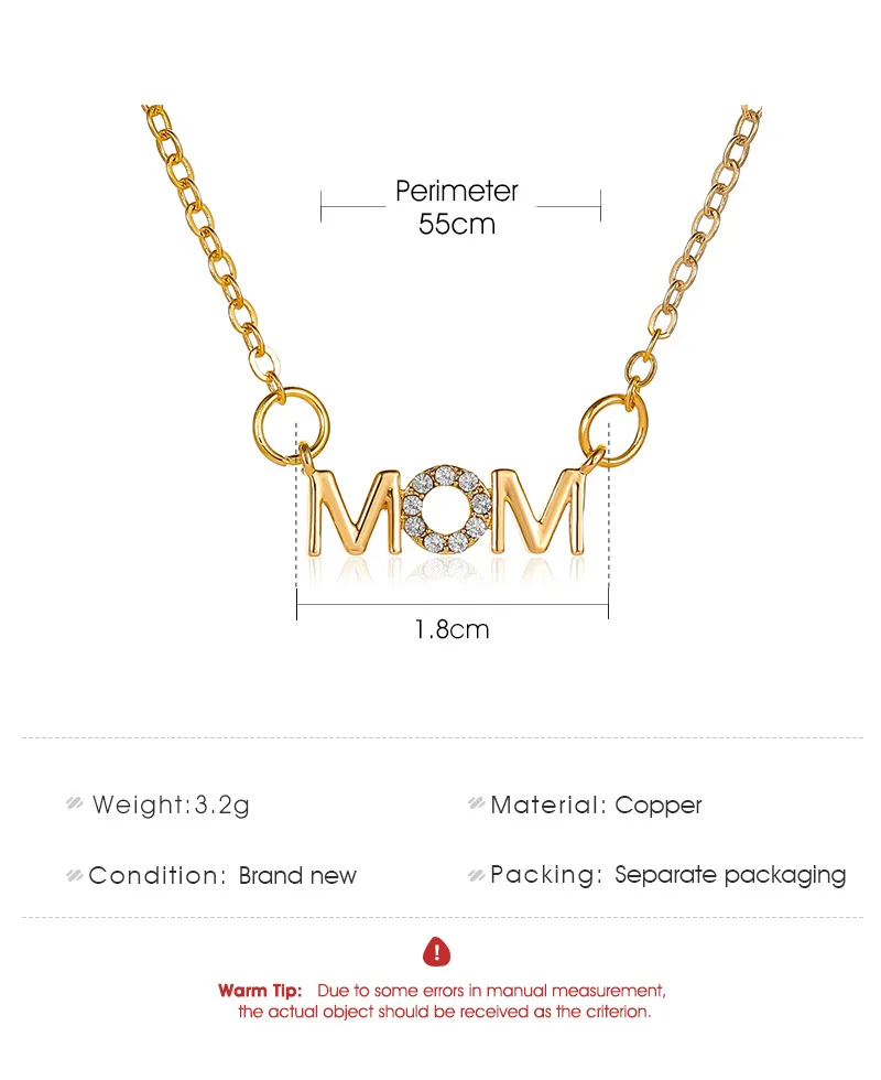 mothers day gifts necklace MOM letters crystals gold mama necklace