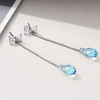 Cz Earrings Charming Simple And Elegant Rhodium Brass Crystal Cz Bow Blue Crystal Earrings