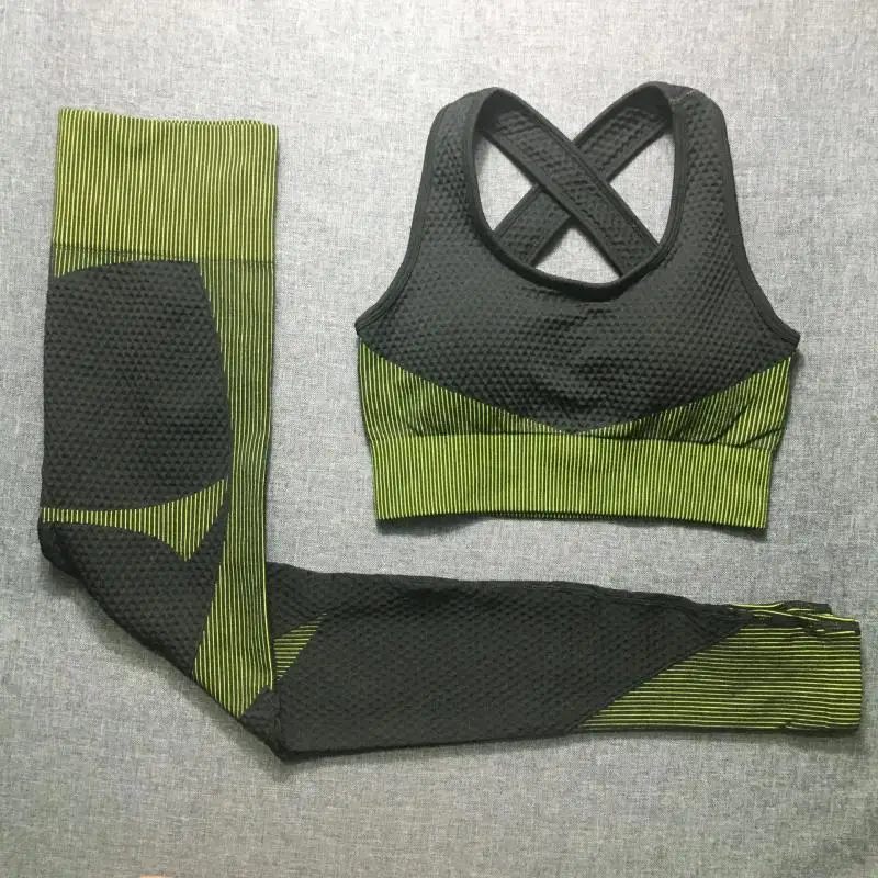 Popular printed yoga clothes three-piece buttock lifting elastic yoga pants sports underwear fitness yoga sets