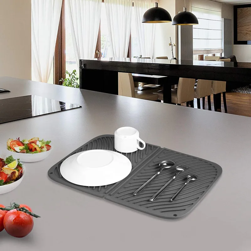 Silicone Drying Mat Dish Draining Shape Cup Mat Heat Resistant and Counter Top Mat for Dishes Counter Pad Customizable