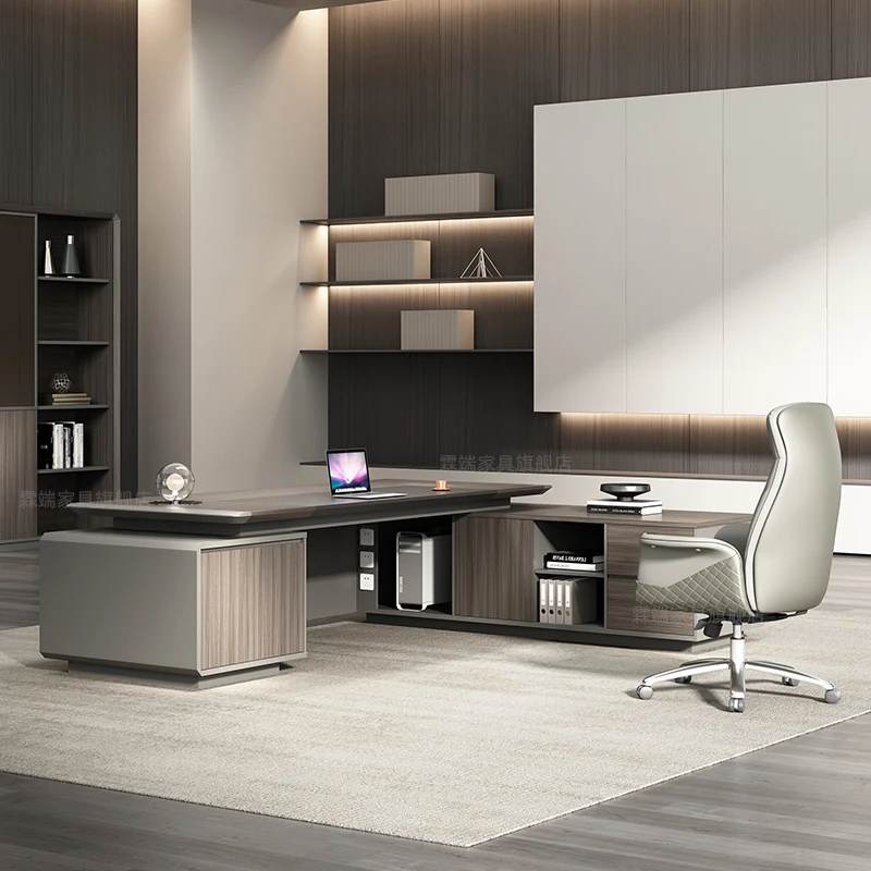 Modern Luxury Commercial MDF Executive Office Desk Manager Desk Popular Boss I Shape Office Furniture