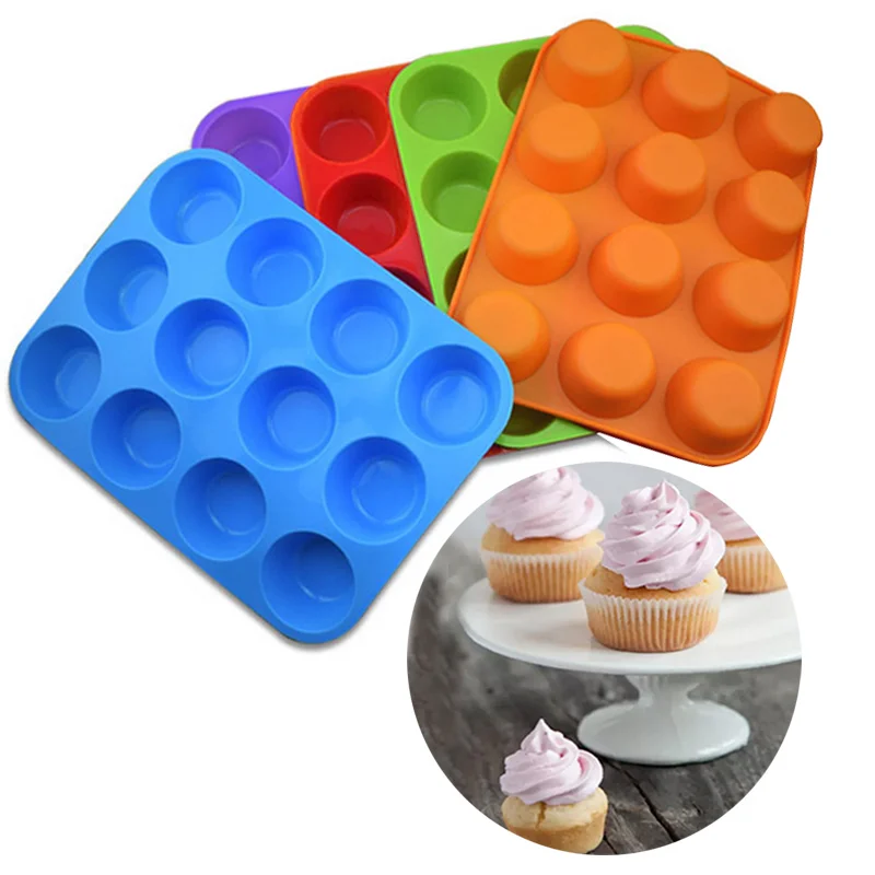 12 x Silicone Cake Mold Muffin Chocolate Cupcake Bakeware Baking Cup Mould Tools