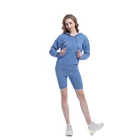Ladies Homewear Sets Sweatershirt For Women Short Pants Long Sleeve Drawcord Hooded Pullover Knit Sweater