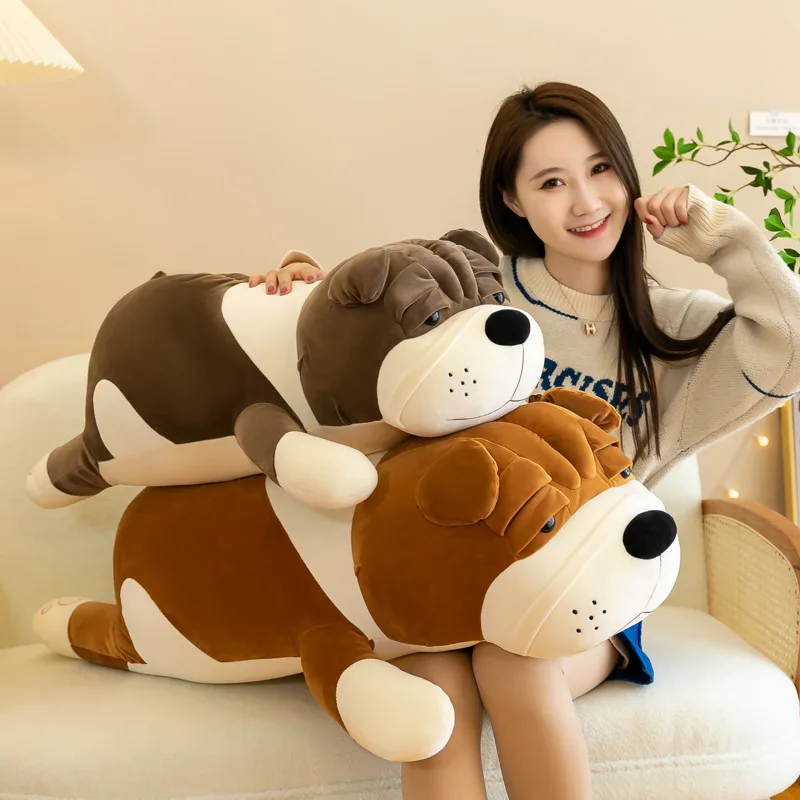 OEM Customized Cute Cartoon Shar Pei dog Soft Toys Ragdoll Simulation Bulldog Doll Children's plush Throw pillow