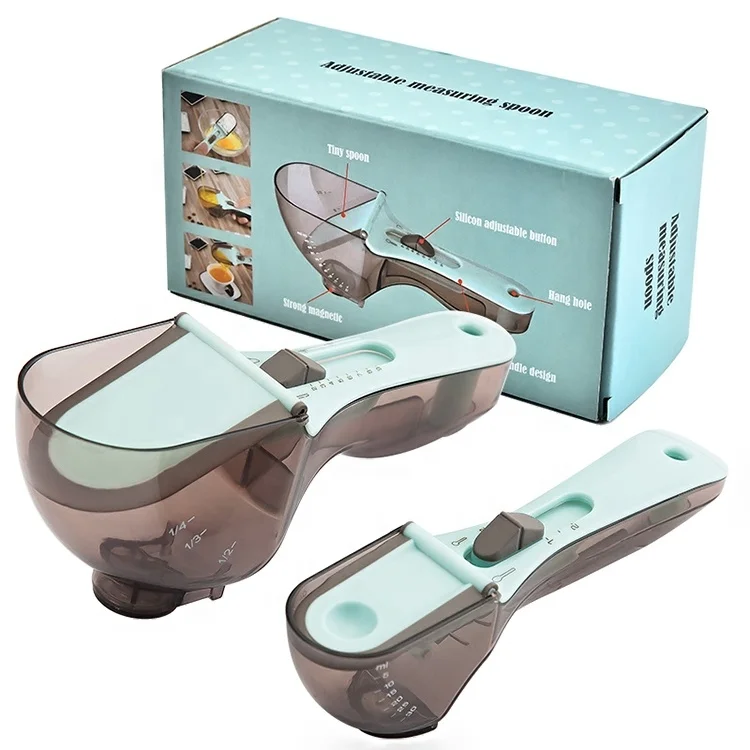 Kitchen Accessories New Design Spoons Baking Tools Plastic Scale Teaspoon Adjustable Measuring Spoon Set