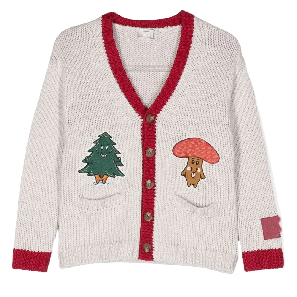 2023 factory Autumn/Winter girls Warm Multi color sweater Knitted Sweater solid white color Fashion Knit kids cardigan