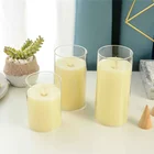 Clear Candle Light Warm White LED Clear Glass Candle Holder Light