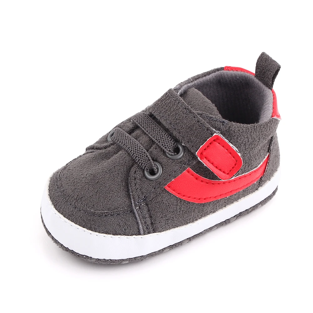 Spring and Autumn New 0-12 Months Baby Boys Solid Color Striped High Top Casual Walking Shoes manufacture