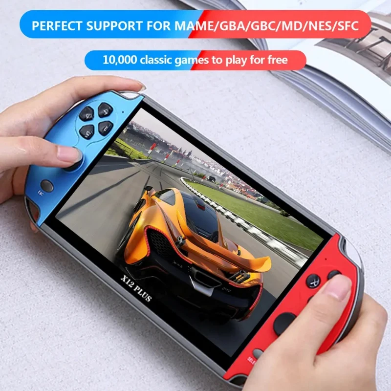 Hot Selling Retro X12 Plus Potable Game Console 7 Inch Screen TV Output Pocket Video Game Player Handle