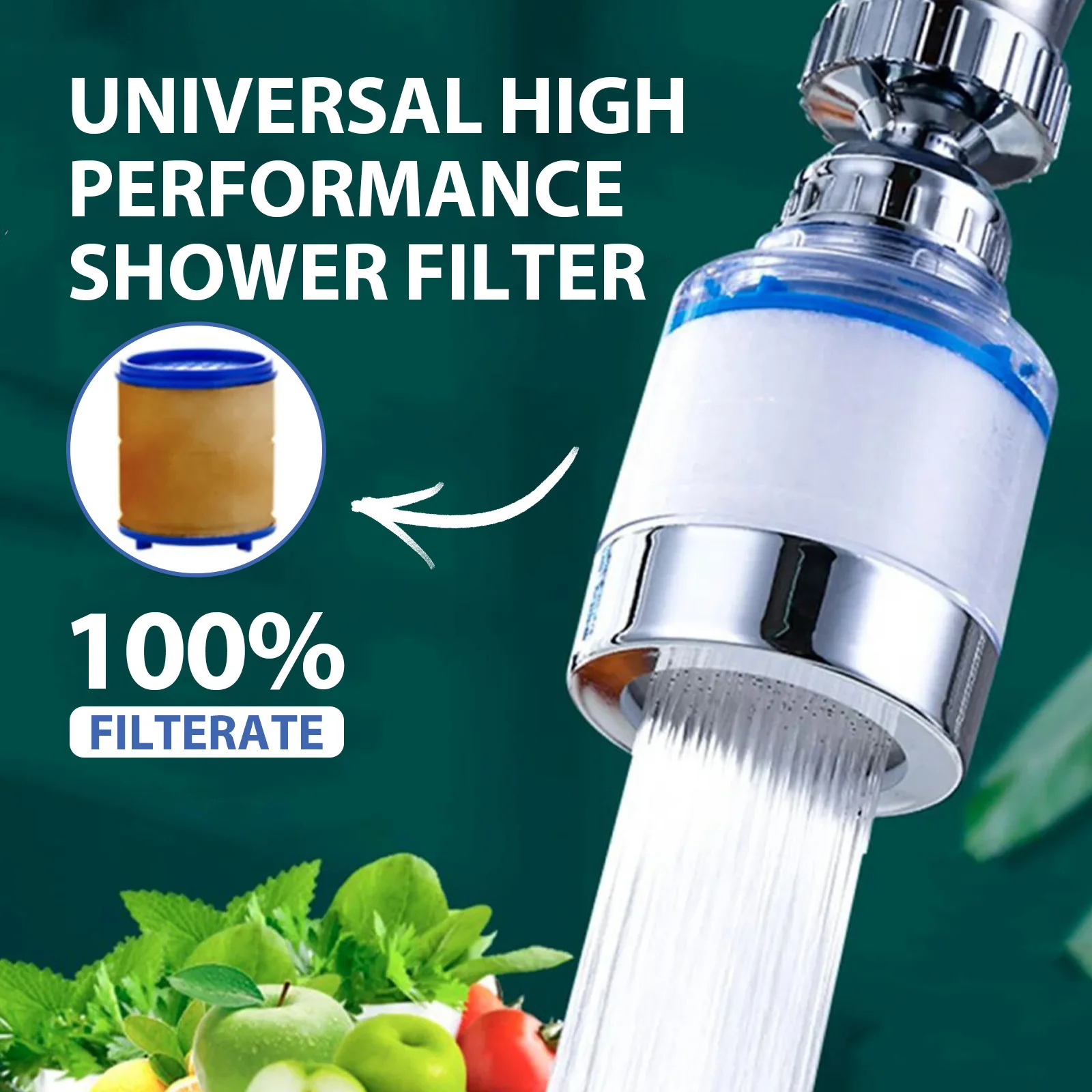 Universal High Performance Shower Filter For Filtering Shower Water