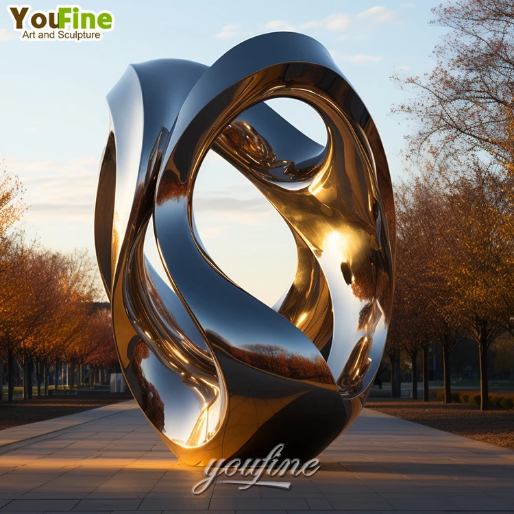 High Quality Modern Abstract Stainless Steel Large Metal Gold Sculpture