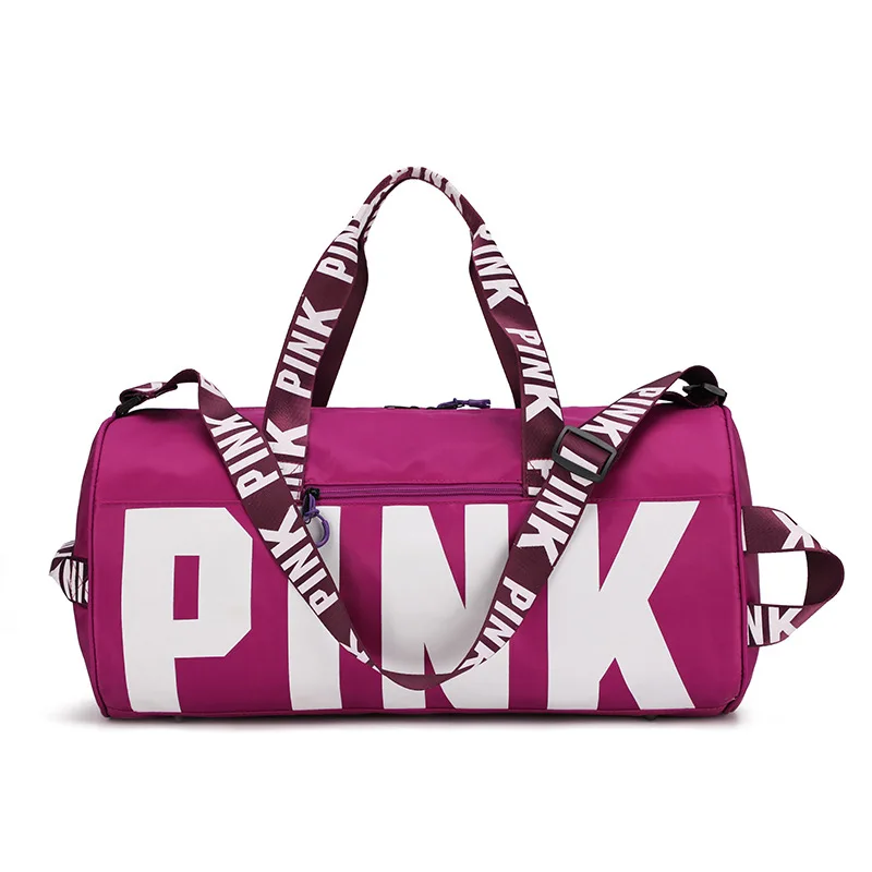 Pink Lightweight Water Resistant Gym Bag Holdall Duffel Sports Barrel Shoulder 