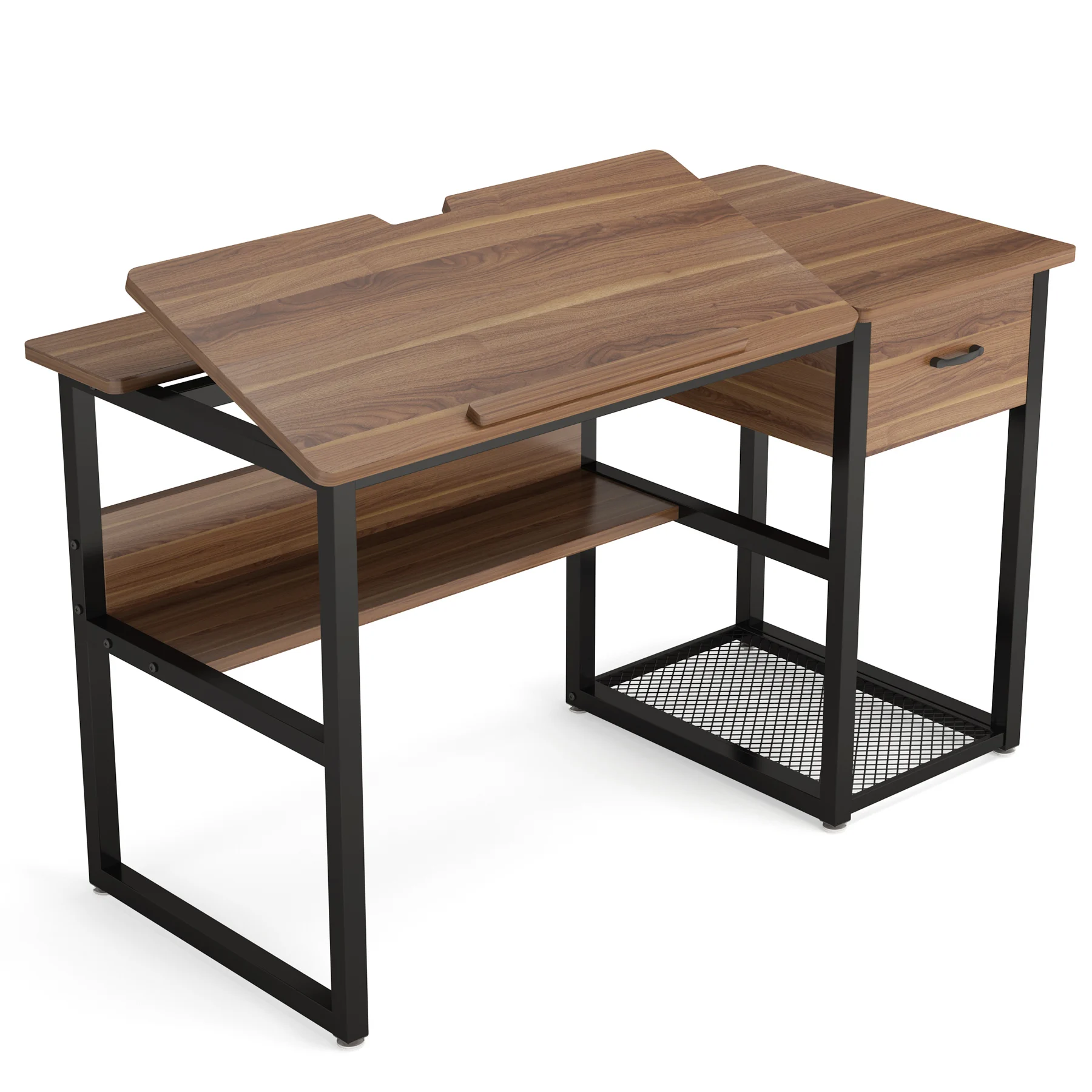 Modern Simple PC Drawing Desk Brown Study Writing Table Computer Home Office Desk with Drawers