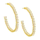 Earrings Baguette Earring Gemnel 925 Silver Women Gold Baguette Cubic Zirconia Hoop Wedding Earrings
