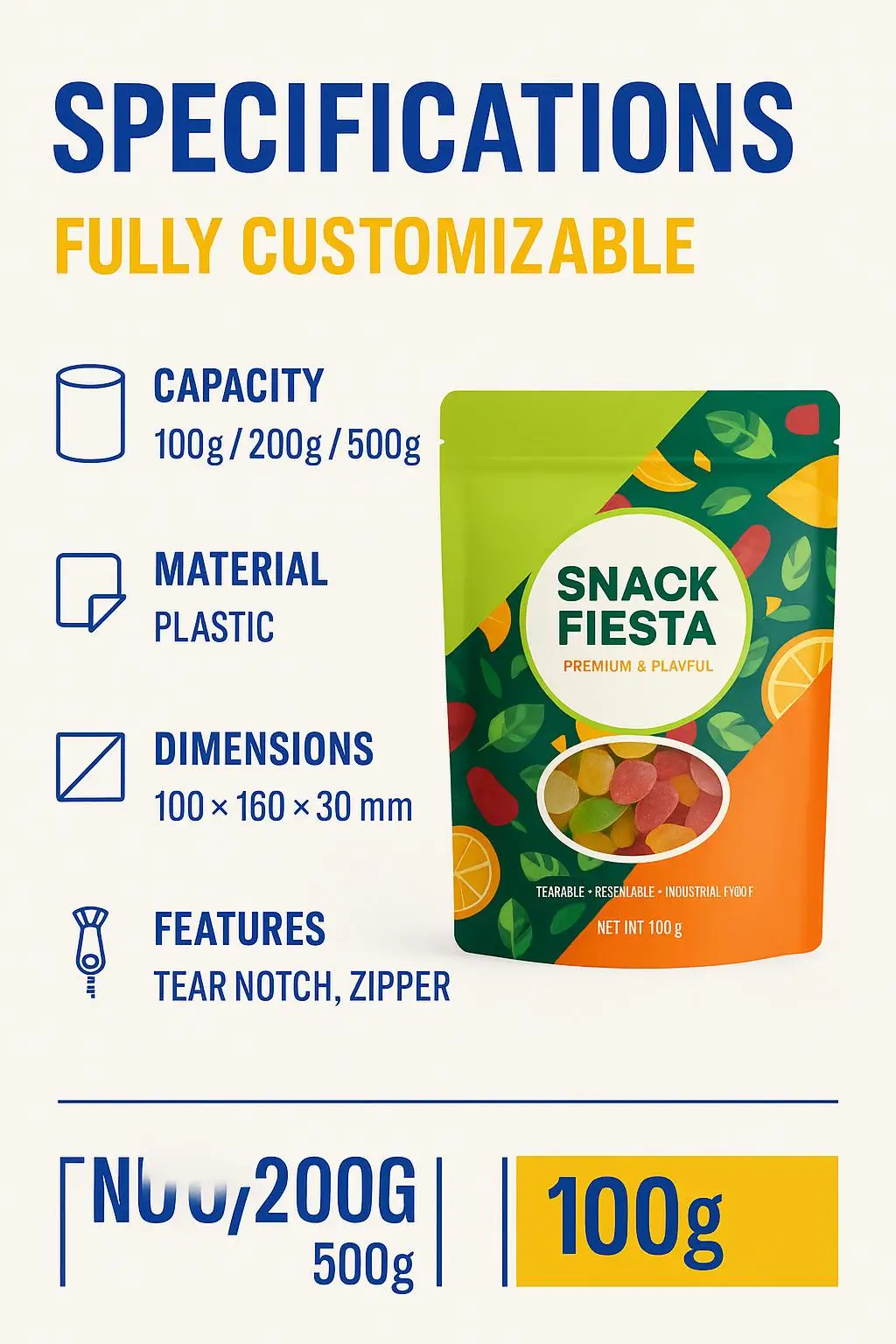 Custom Printed Moisture Proof Stand up Pouch with Resealable Zipper for Potato Chip and Snack Food Packaging - detail 7
