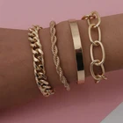 Fashion Bangle Fashion Jewelry 18k Gold Plated Dainty Alloy Geometric Hollow Charm Chain Bangle Bracelets