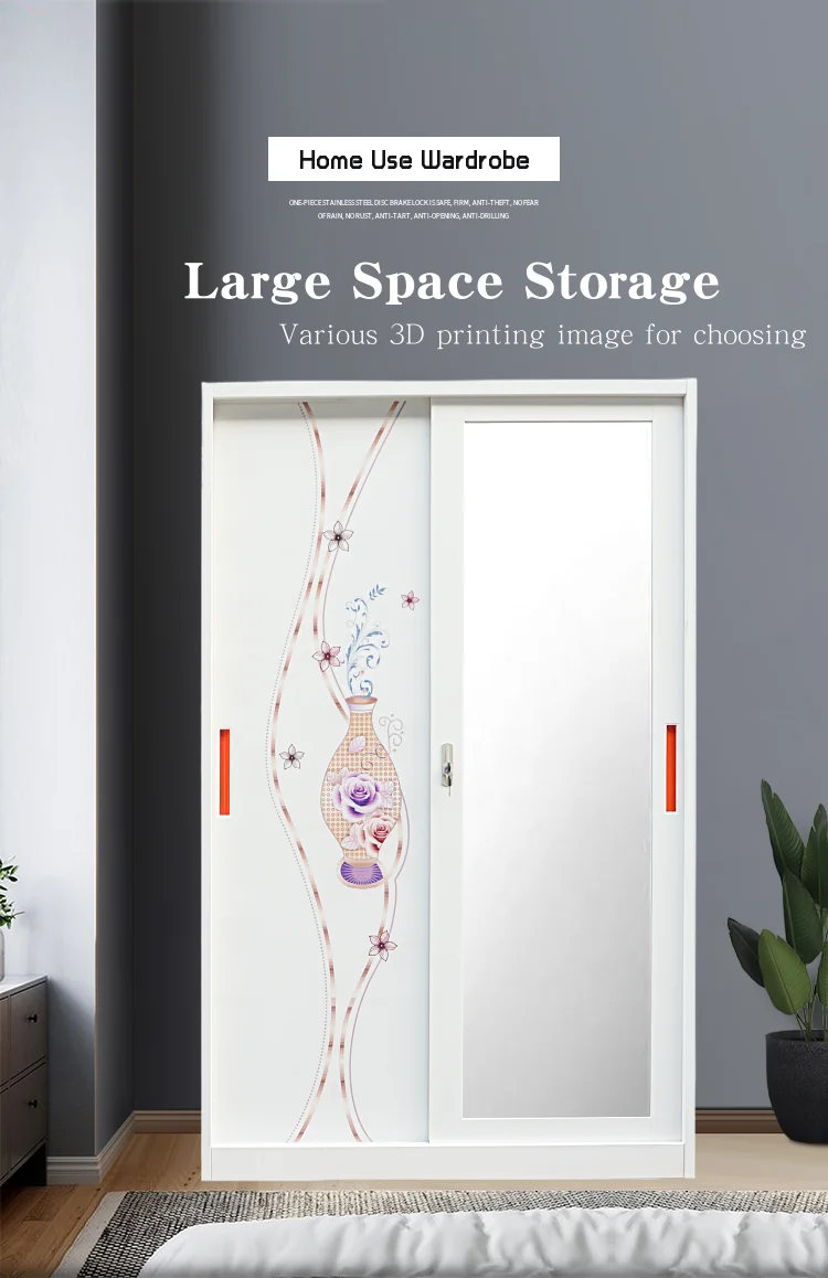 Modern 2-Door Metal Garde-robe Factory Wholesale Modern Armario Bedroom Furniture Lemari Pakaian Besi Armadio Wardrobe