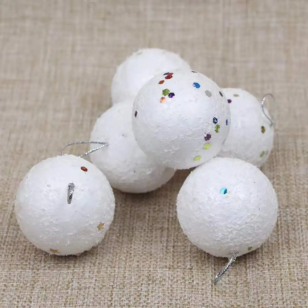 6 pcs Cute Foam Ball Shape Ring Shape Cheap Christmas Tree Hanging Decorations