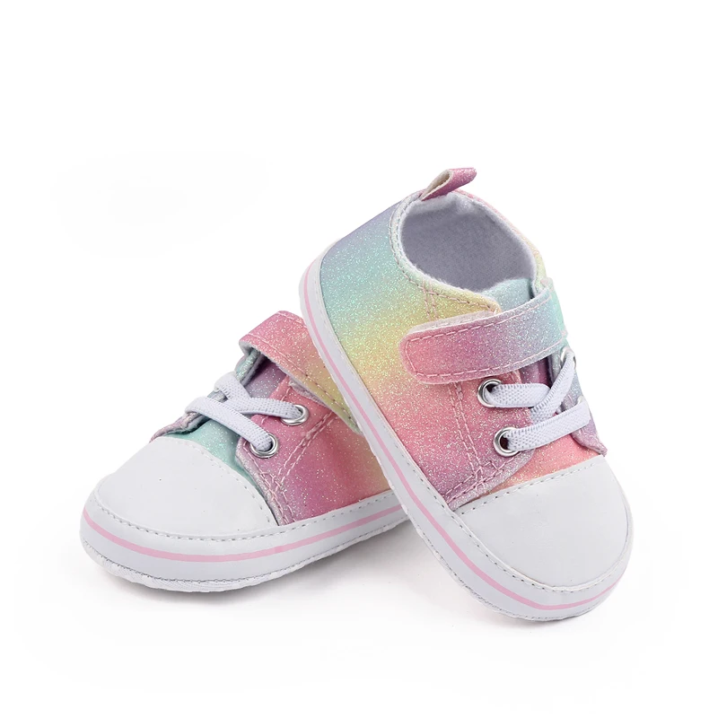 New Arrival Bling rainbow Color Canvas Baby Sneakers Shoes Toddler Shoes Unisex factory