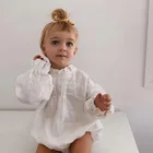Cotton And Hemp Newborn Long Sleeves Baby Jumpsuit Fashion Hot Sale New Pattern Plain Flax