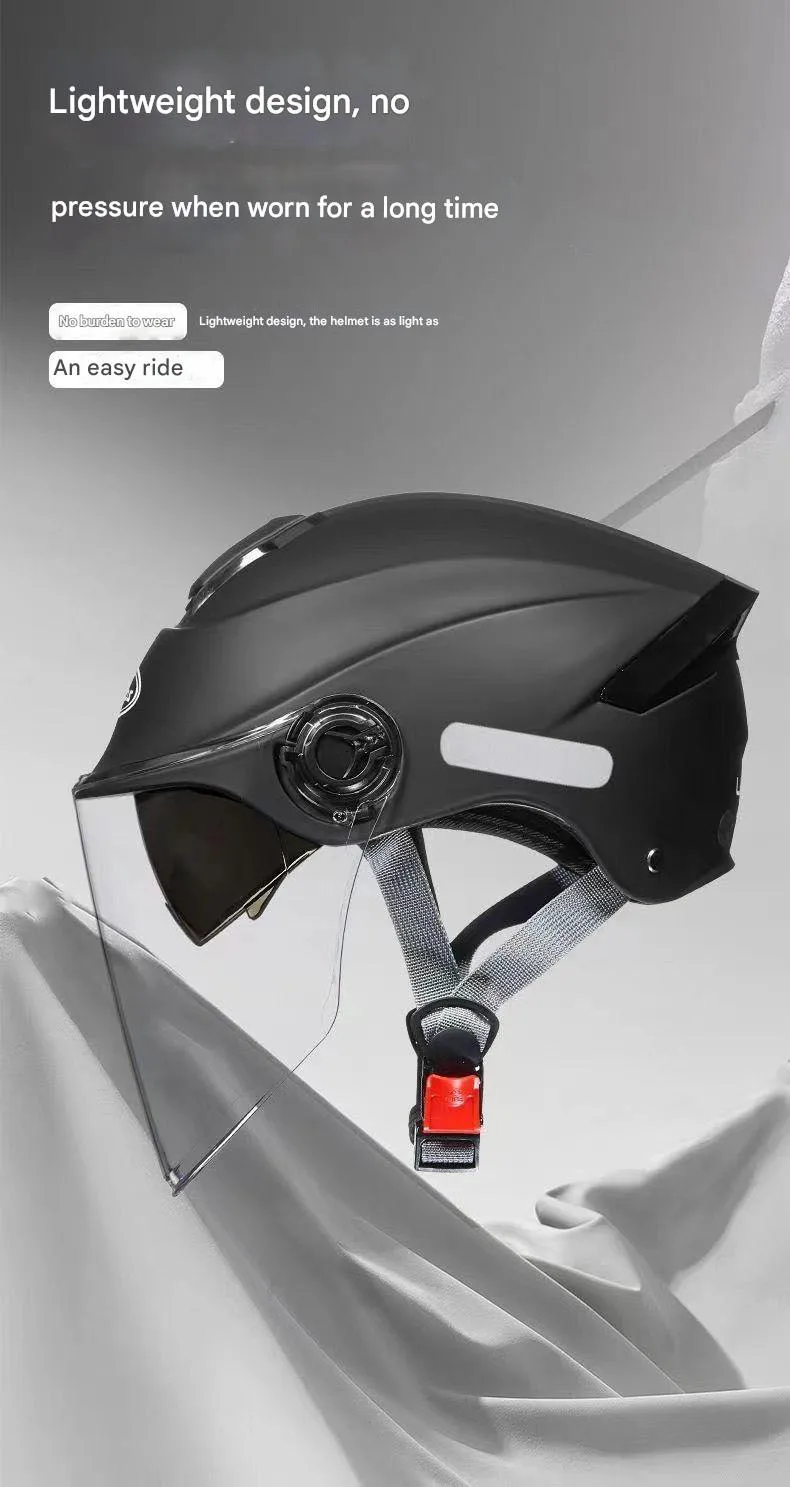 Certified DOT Approved Summer Sun Protection Double Mirror ABS Half Face Motorcycle Helmet for Men Women Electric Vehicles New