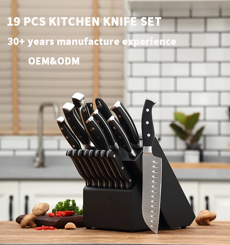 Kitchen Accessories  19Piece Stainless Steel Kitchen Chef Knives Colorful Knife Set 16 Piece Kitchen Knives Set with Block