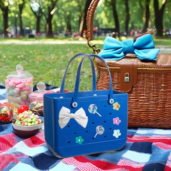 New custom candy-colored EVA silicone beach bag Large capacity EVA waterproof bogg bag outdoor travel bag for women