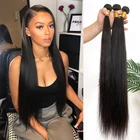 Hair 100% Remy Hair Bundles Natural Color Silky Straight Peruvian Hair Extension