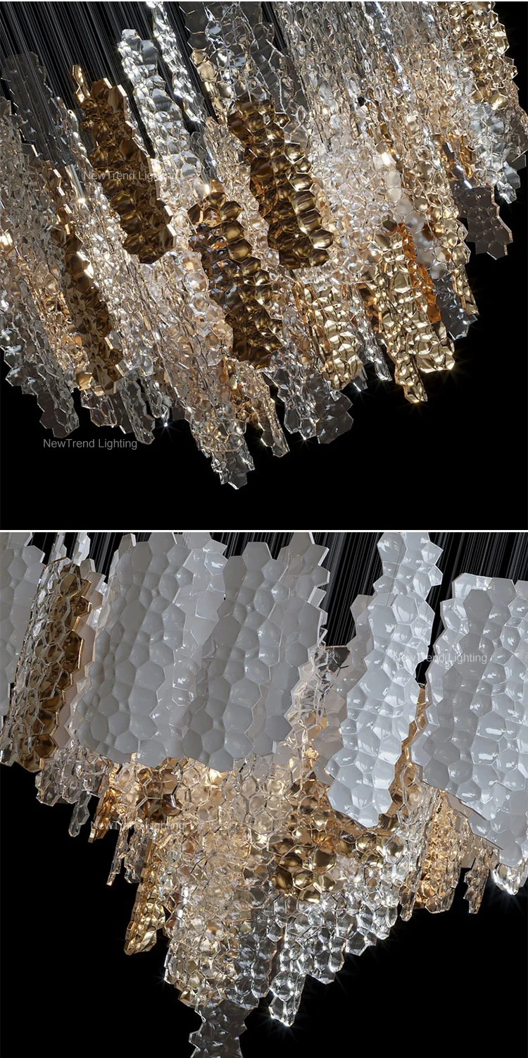 CPL-375 Unique Style Indoor Decoration LED Hanging Light Villa Hall Hotel Lobby Staircase Modern Glass Chandelier details