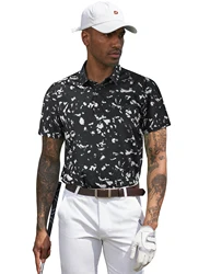 Men's Summer Quick Dry Golf Polo Shirts Short Sleeve Knit Camouflage Print Casual Breathable Sports Athletic T Shirts