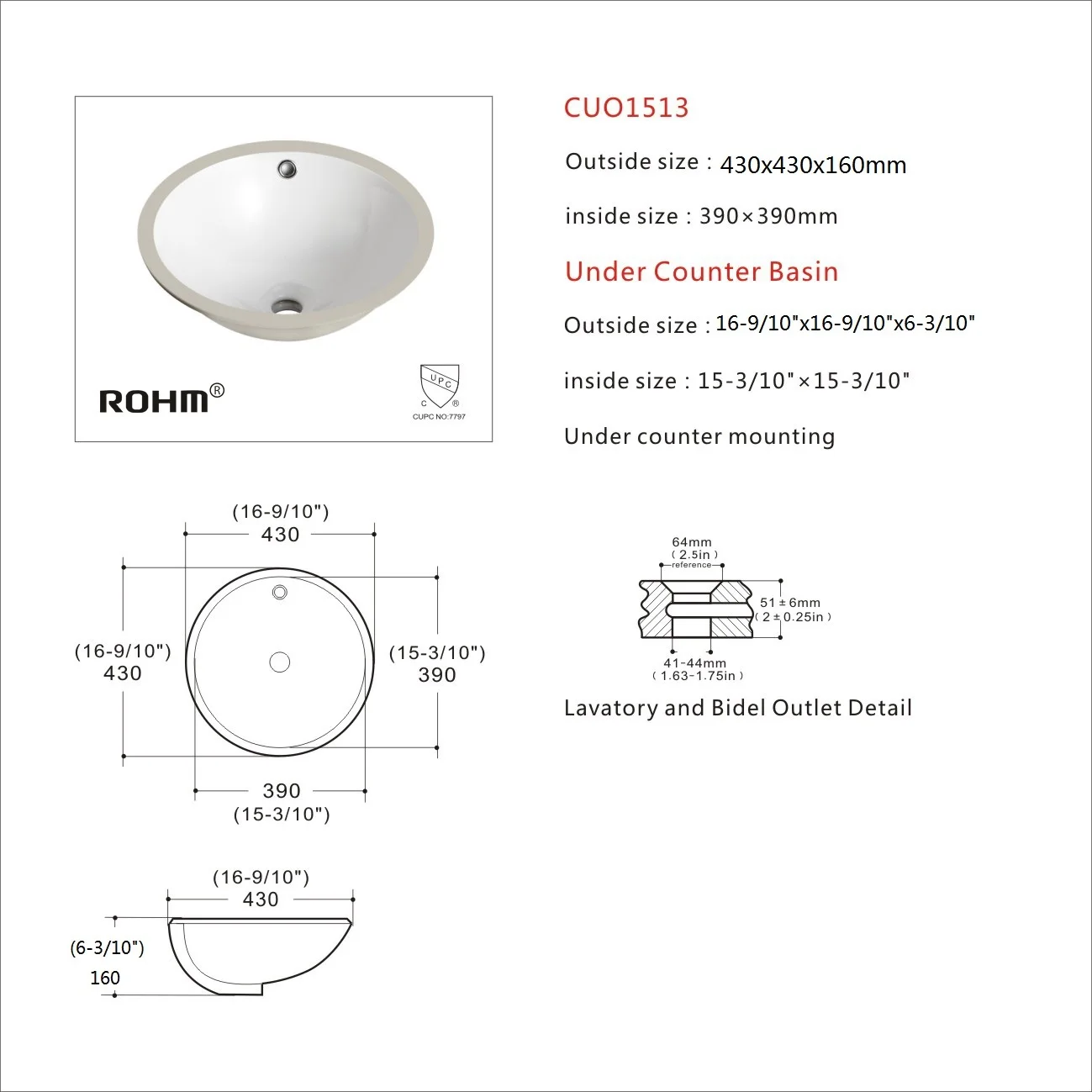 CUO1513 Ceramic Wash Basin Undermount Sink Round Bathroom Sink Sanitary Ware factory