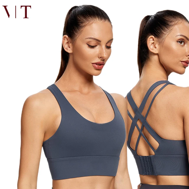 Wholesale High Quality Designer Custom Nylon Spandex Fitness Yoga Wear Gym plus sizes  Sports Bra  Workout bra For Women