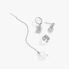 Earrings Factory Direct Sale Pearl Drop Chain Earrings Letter Heart Rhinestone Earrings Set