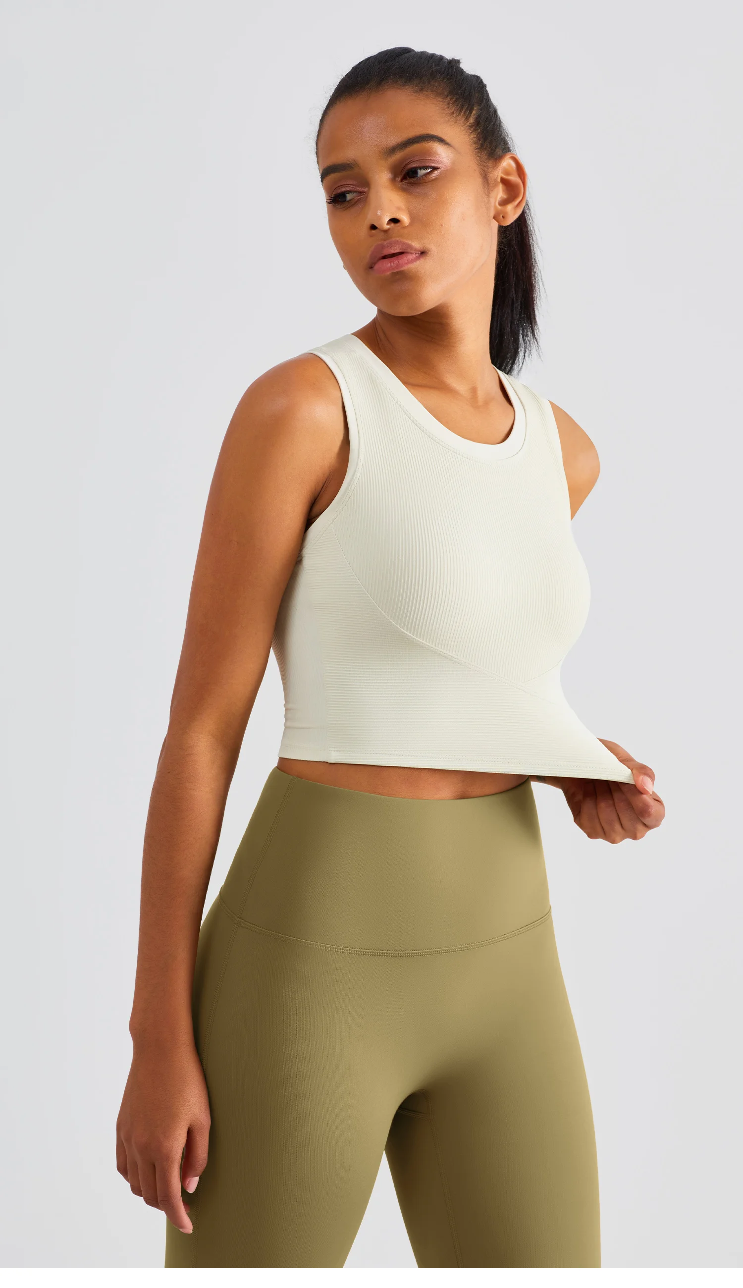 Ribbed Semi Fixed Cups Sports Bras Women Hot Sales High Impact Yoga Crop Tank Tops