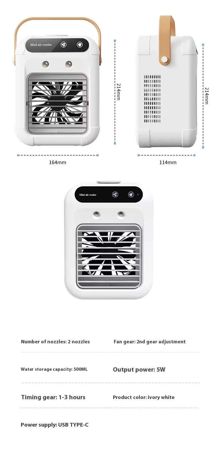 Portable Air Conditioner, USB, Battery, Plastic - detail 8